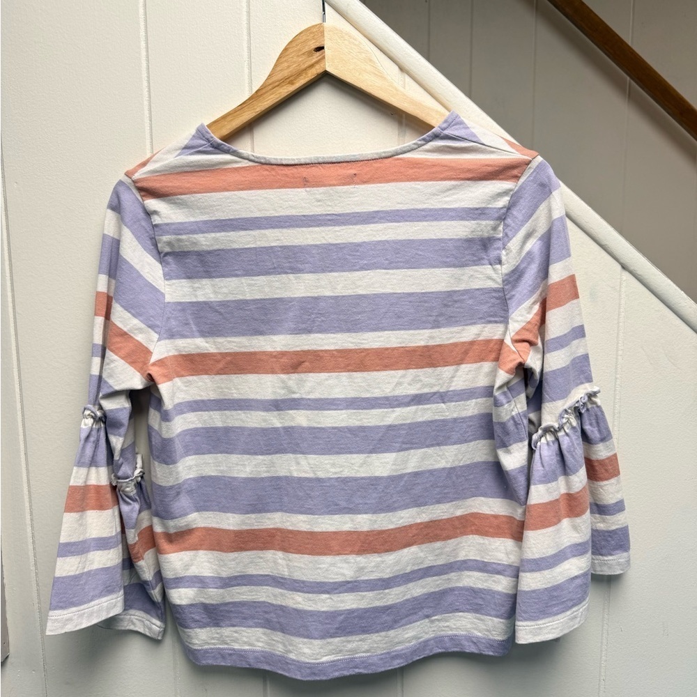 Madewell Fairhaven Peach and Lavender Striped Ruffle Bell Sleeve Top Size Small - Picture 5 of 5